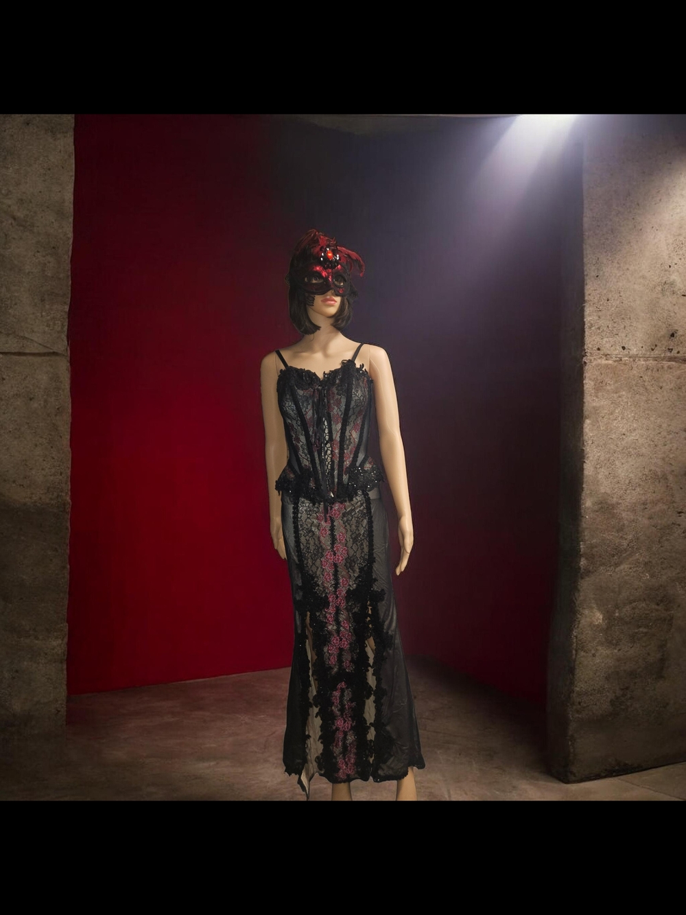 Black & Pink Lace Slip Dress - Women Intimates
